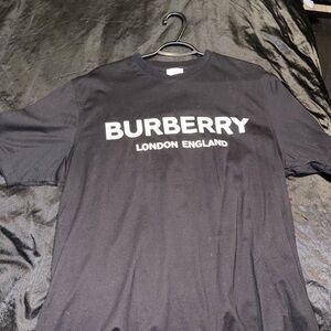 Burberry Black Crewneck Logo Tee with White Text